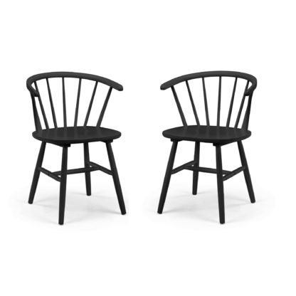 An Image of Modena Set Of 2 Dining Chairs, Rubberwood Grey