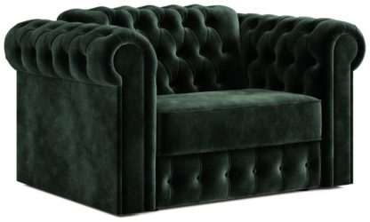 An Image of Jay-Be Chesterfield Velvet Cuddle Sofa Bed - Ink Blue