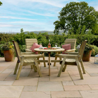 An Image of Freya 4 Seater Round Dining Set Natural