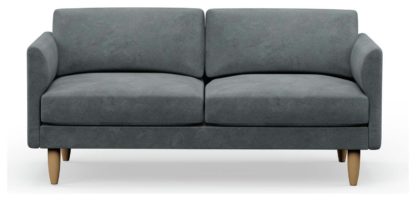 An Image of Hutch Velvet Curve Arm 3 Seater Sofa - Ink Blue