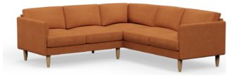 An Image of Hutch Plus Fabric Curve Arm 5 Seater Corner Sofa - Rust