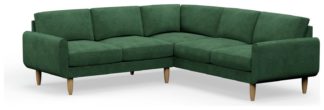 An Image of Hutch Plus Velvet Round Arm 5 Seater Corner Sofa- Sage Green