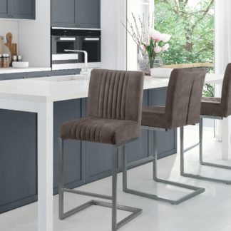 An Image of Brooklyn Set of 2 Bar Stools, Suede Grey