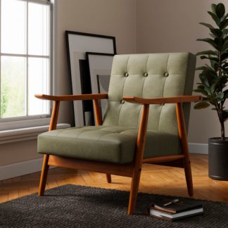 An Image of Quinn Buttoned Occasional Chair Green