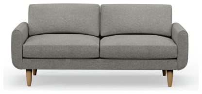 An Image of Hutch Velvet Round Arm 3 Seater Sofa - Slate Grey