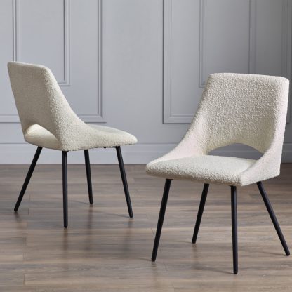 An Image of Iris Set Of 2 Dining Chairs, Boucle Grey