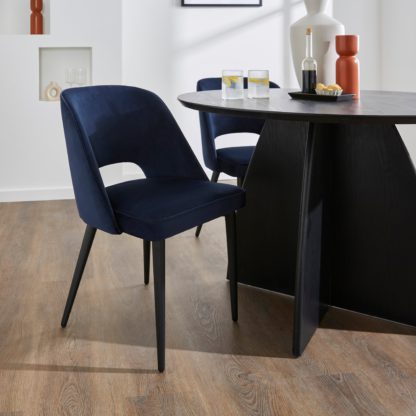 An Image of Lillia Velvet Dining Chair Navy