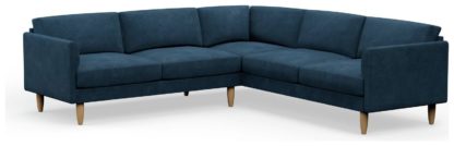 An Image of Hutch Velvet Curve Arm 7 Seater Corner Sofa - Sage Green