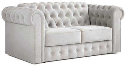 An Image of Jay-Be Chesterfield Fabric 2 Seater Sofa Bed - Light Grey