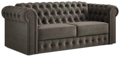 An Image of Jay-Be Chesterfield Velvet 3 Seater Sofa Bed - Dark Green