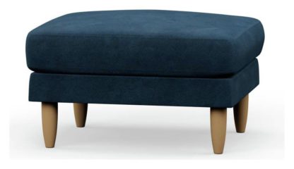 An Image of Hutch Fabric Footstool - Aegean Blue