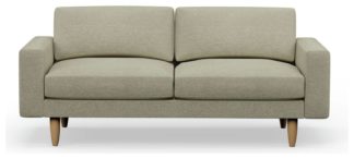 An Image of Hutch Fabric Block Arm 3 Seater Sofa - Oat