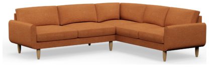 An Image of Hutch Fabric Round Arm 6 Seater Corner Sofa - Oat