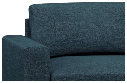 An Image of Hutch Fabric Block Arm 2 Seater Sofa - Aegean Blue