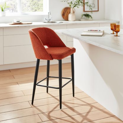 An Image of Lillia Boucle Bar Stool Orange Umber