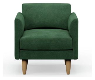 An Image of Hutch Velvet Curve Arm Armchair - Sage Green