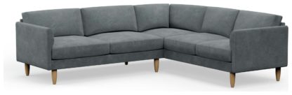 An Image of Hutch Velvet Curve Arm 6 Seater Corner Sofa - Ink Blue