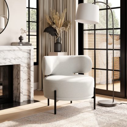 An Image of Eden Round Accent Chair, Chenille White