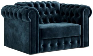 An Image of Jay-Be Chesterfield Velvet Cuddle Sofa Bed - Ink Blue