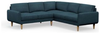 An Image of Hutch Plus Fabric Round Arm 5 Seater Corner Sofa-Aegean Blue