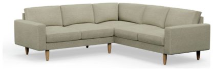 An Image of Hutch Plus Fabric Block Arm 5 Seater Corner Sofa - Dove Grey