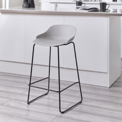 An Image of Rocco Set Of 2 Bar Stools, Metal Light Grey