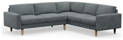 An Image of Hutch Velvet Block Arm 6 Seater Corner Sofa - Sage Green