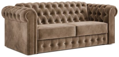 An Image of Jay-Be Chesterfield Fabric 3 Seater Sofa Bed - Sage Green