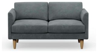 An Image of Hutch Velvet Curve Arm 2 Seater Sofa - Slate Grey