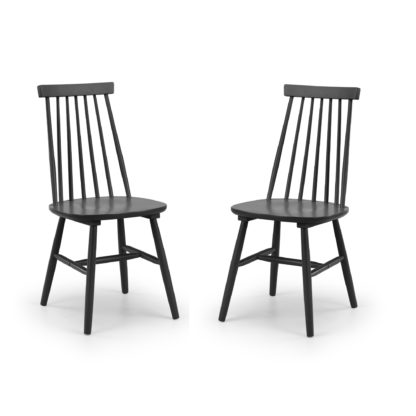 An Image of Alassio Set of 2 Spindle Dining Chairs Grey