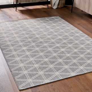 An Image of Geometric Rectangular Rug Silver