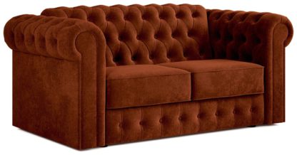 An Image of Jay-Be Chesterfield Fabric 2 Seater Sofa Bed - Orange