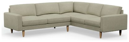 An Image of Hutch Fabric Block Arm 6 Seater Corner Sofa - Dove Grey