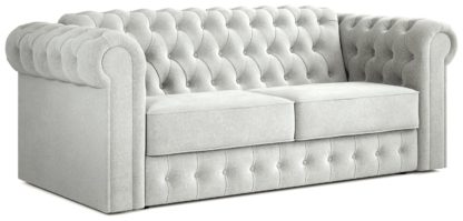 An Image of Jay-Be Chesterfield Fabric 3 Seater Sofa Bed - Light Grey