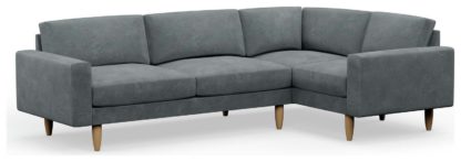 An Image of Hutch Slim Velvet Block Arm 5 Seater Corner Sofa- Sage Green