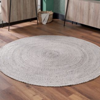 An Image of Warm Grey Tweed Round Rug Grey