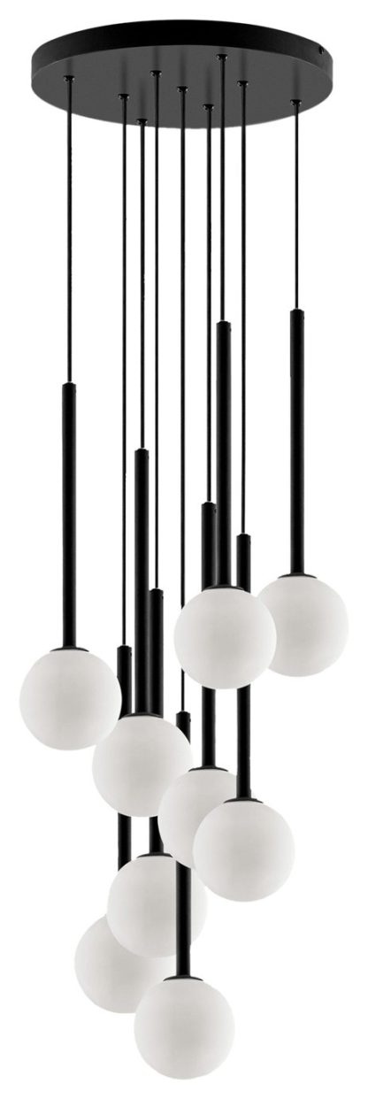 An Image of houseof Metal&Glass 9 Light Cluster Ceiling Light - Charcoal