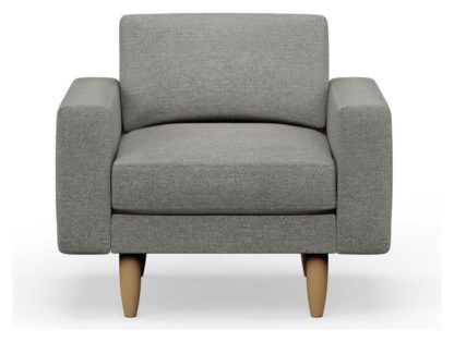 An Image of Hutch Fabric Round Arm Armchair - Dove Grey