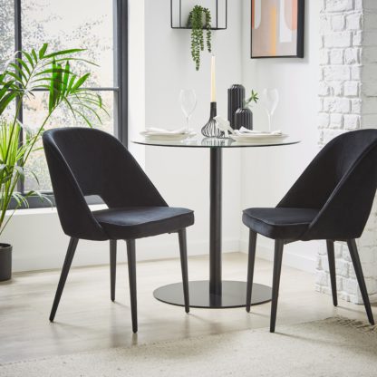 An Image of Lillia Velvet Dining Chair Navy