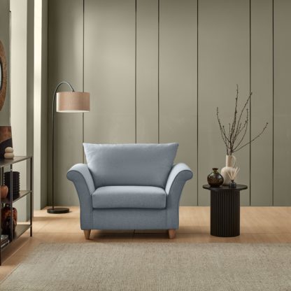 An Image of Dixie Armchair, Soft Texture Fabric Soft Green