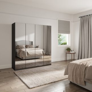 An Image of Wiemann Kahla 4 Door Mirrored Wardrobe Dark Grey