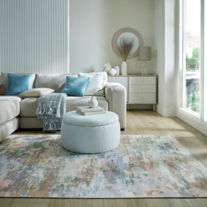 An Image of Adriana Abstract Washable Rug Multi Coloured