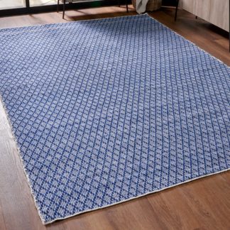 An Image of Ikat Denim Rectangular Rug Denim Blue