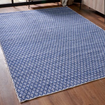 An Image of Ikat Denim Rectangular Rug Denim Blue