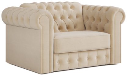 An Image of Jay-Be Chesterfield Fabric Cuddle Sofa Bed - Sage Green