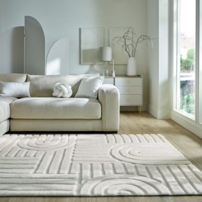 An Image of Supersoft Lush Geometric Fux Fur Arch Rug Mulberry