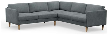 An Image of Hutch Velvet Curve Arm 7 Seater Corner Sofa - Sage Green