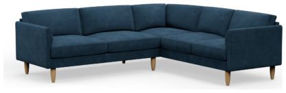 An Image of Hutch Velvet Curve Arm 6 Seater Corner Sofa - Ink Blue