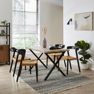 An Image of Ezra Rectangular Compact Dining Table with Melia Black Dining Chairs