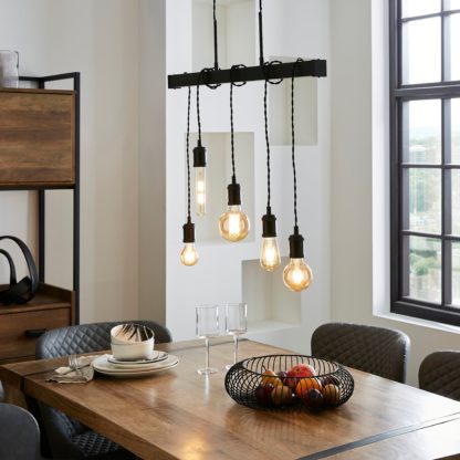 An Image of Keates Industrial 5 Light Dimmable Ceiling Light Black